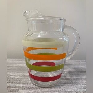 Vintage Striped Glass Pitcher maybe Anchor Hocking